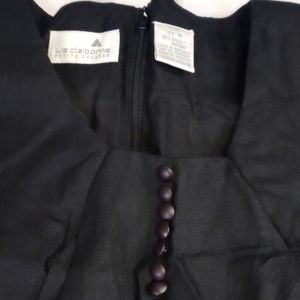 Vintage Liz Claiborne black dress, 8 petite, buttons